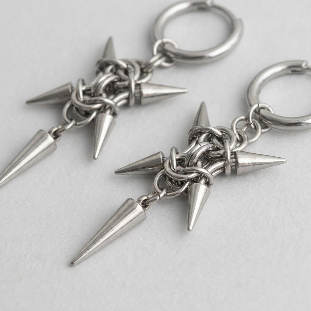Spiked Cross Drop Earrings