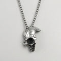 Cracked Moon Skull Pendant Necklace