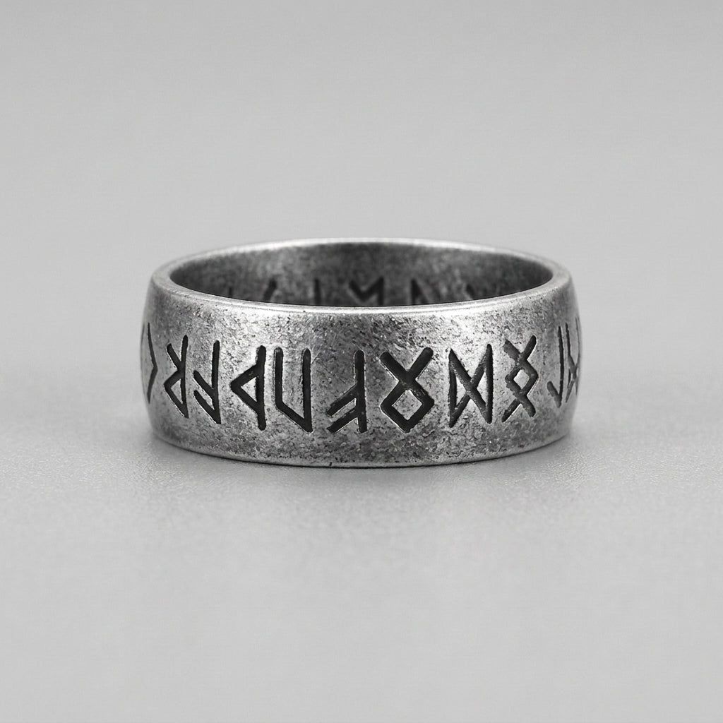 Ancient Rune Inscription Band Ring