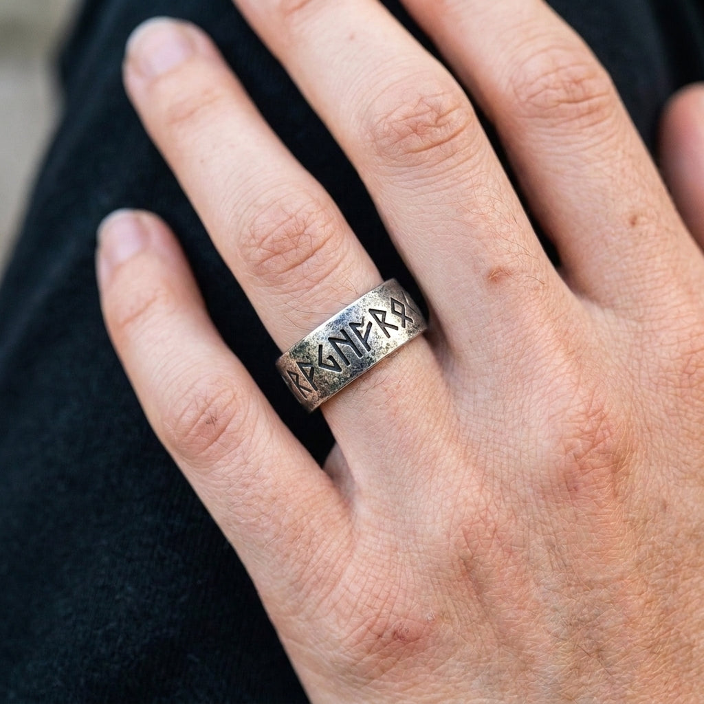 Ancient Rune Inscription Band Ring
