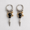 Onyx & Gold Bead Spike Earrings