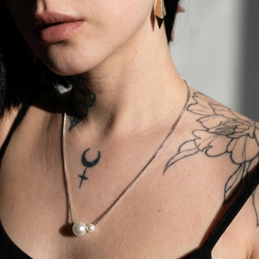 Crystal Marquise & Dagger Cross Mixed Chain Necklace