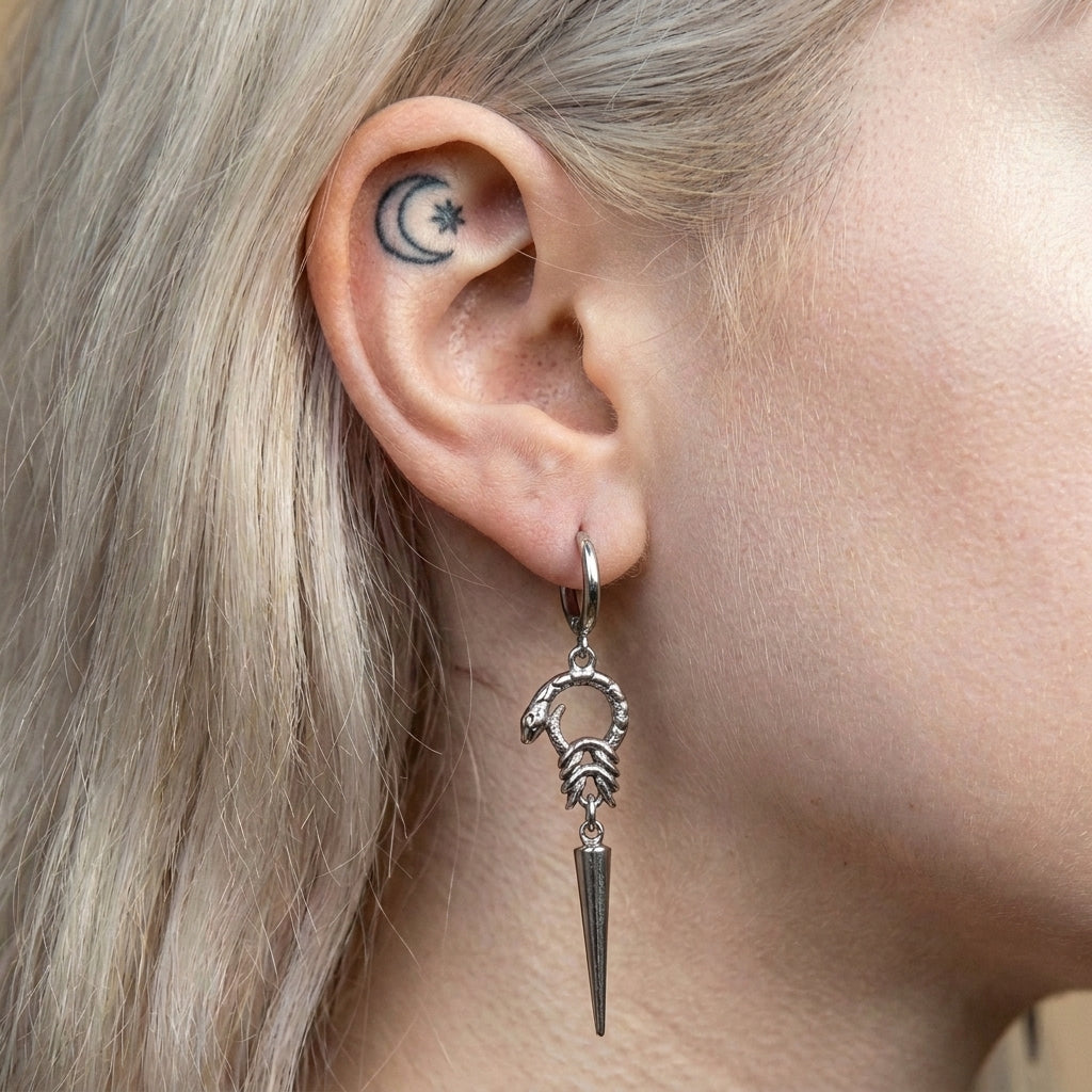 Serpent Head Spike Earrings