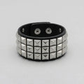 Dark Rebel Triple-Row Studded Leather Bracelet