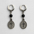 Cross Medallion Huggie Earrings