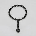 Black Heart Charm Cable Link Bracelet