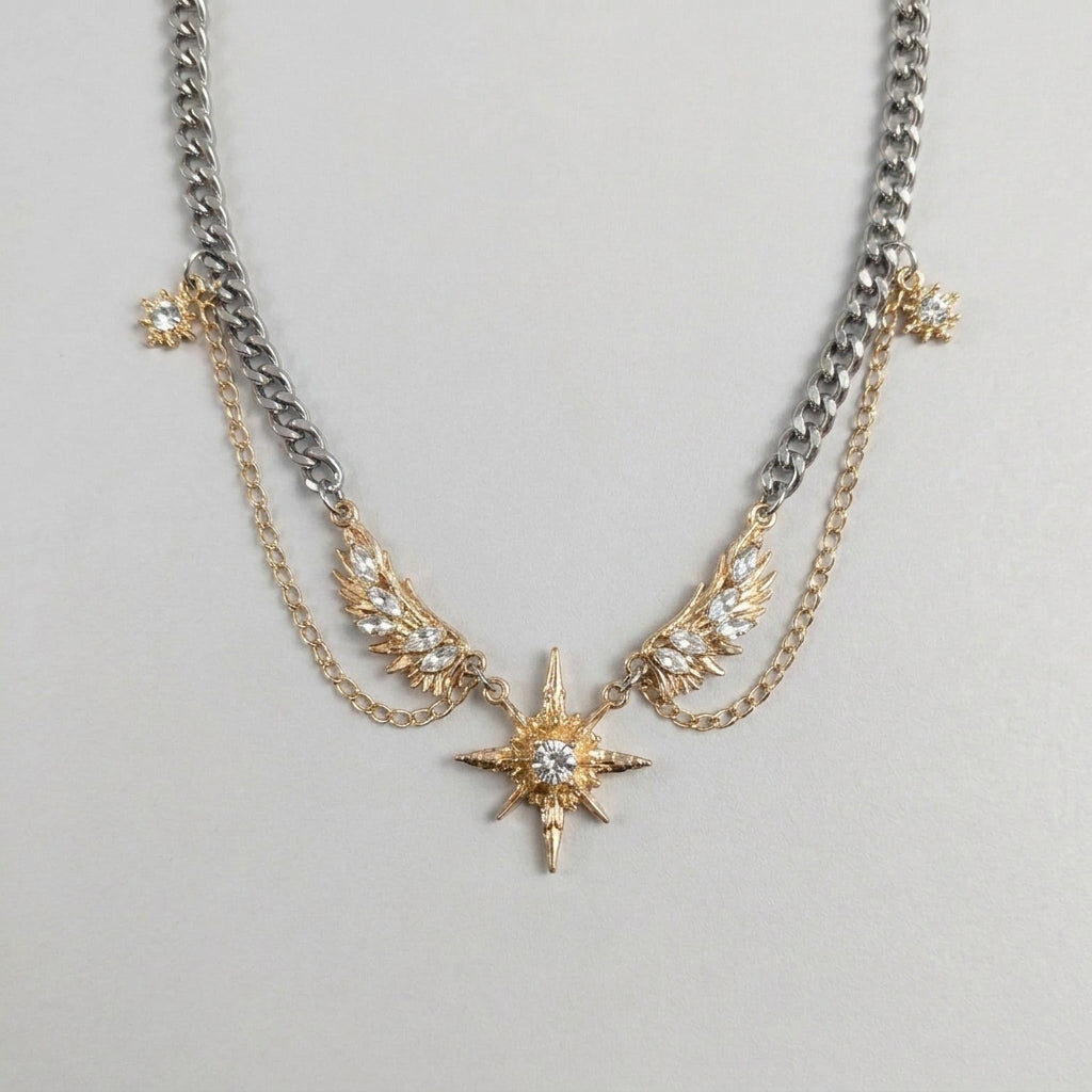 Celestial Winged Star Gold Necklace