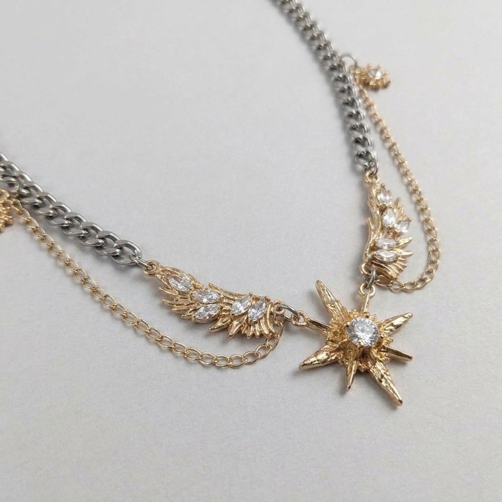 Celestial Winged Star Gold Necklace
