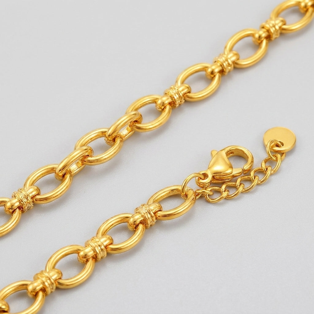 Gold Knotted Oval Link Chain Bracelet
