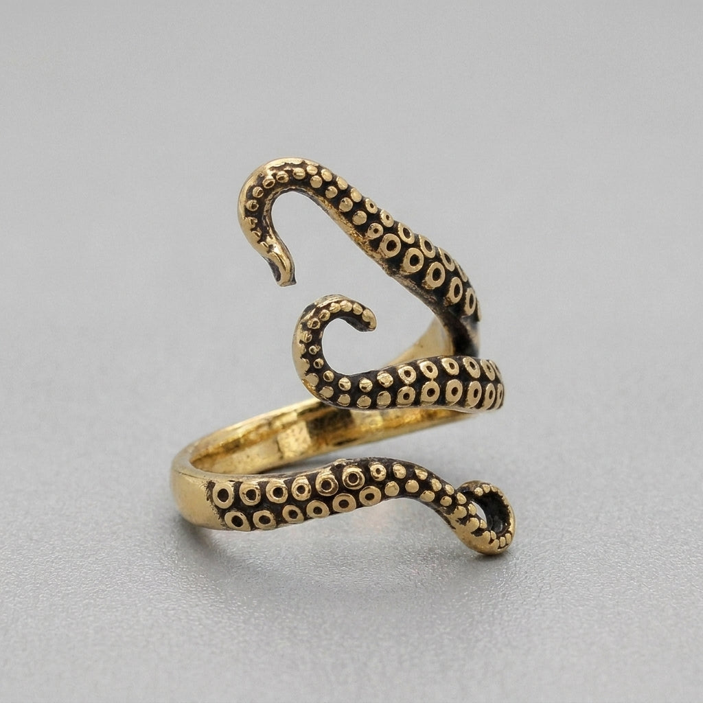 Antique Gold Octopus Tentacle Ring