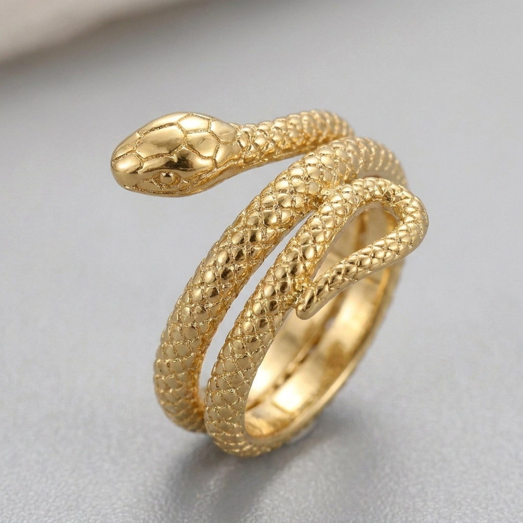 Coiled Serpent Wrap Ring Gold