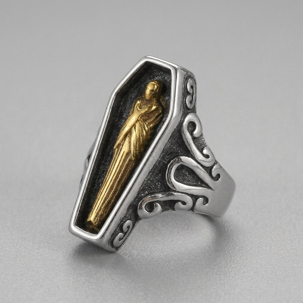 Gold Shrouded Reaper Coffin Ring