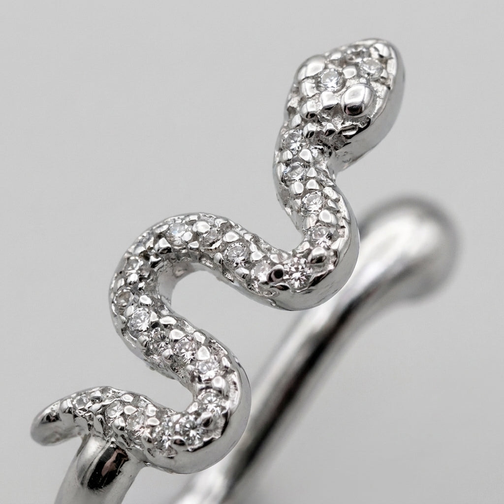 Crystal Pave Snake Twist Nose Ring Silver