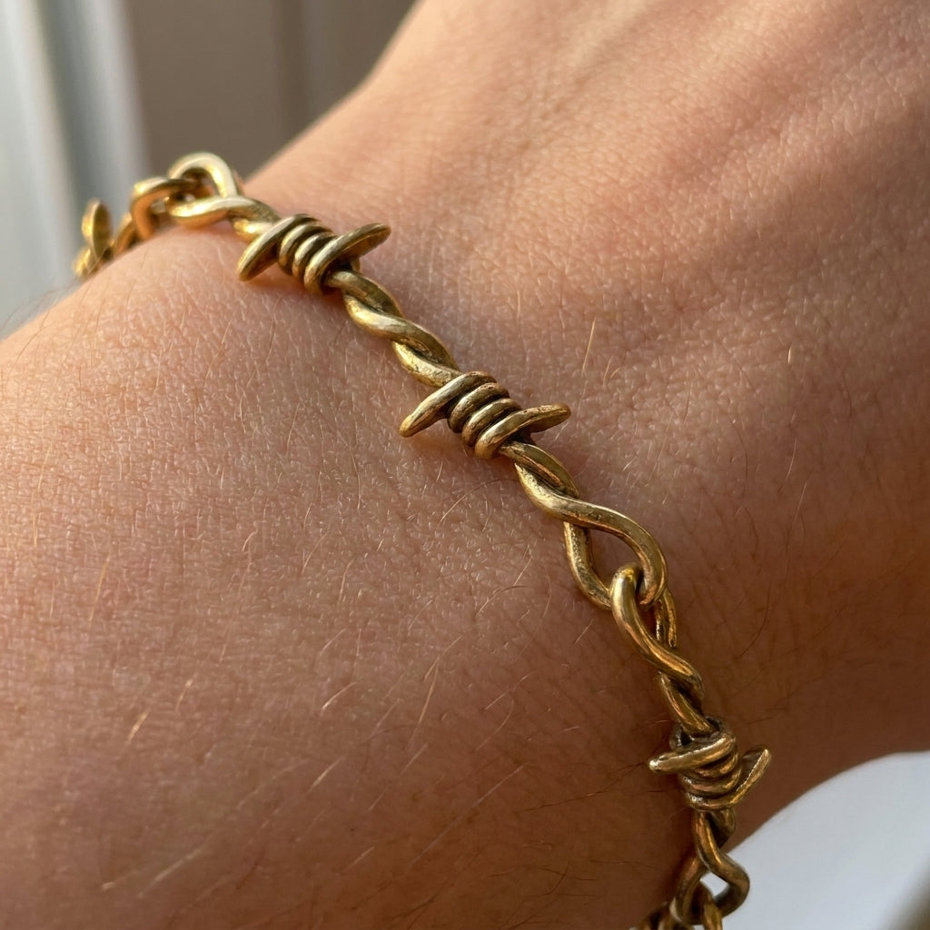 Gold Barbed Wire Chain Bracelet