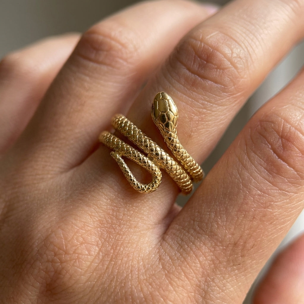 Coiled Serpent Wrap Ring Gold