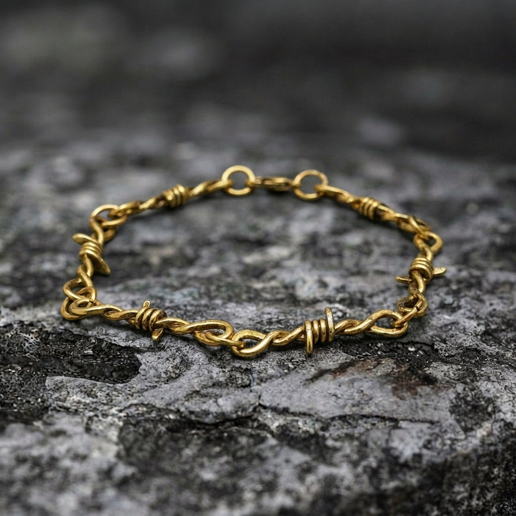 Gold Barbed Wire Chain Bracelet