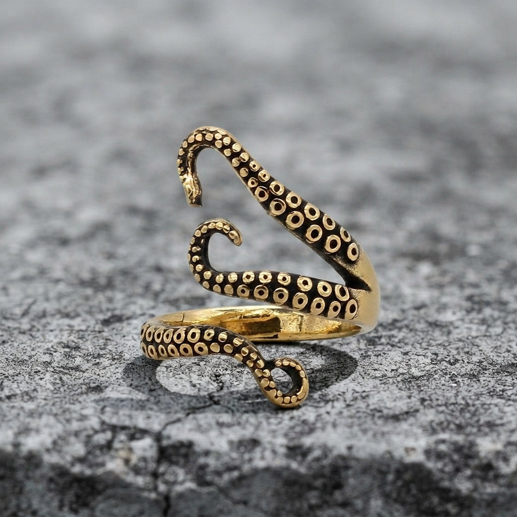 Antique Gold Octopus Tentacle Ring