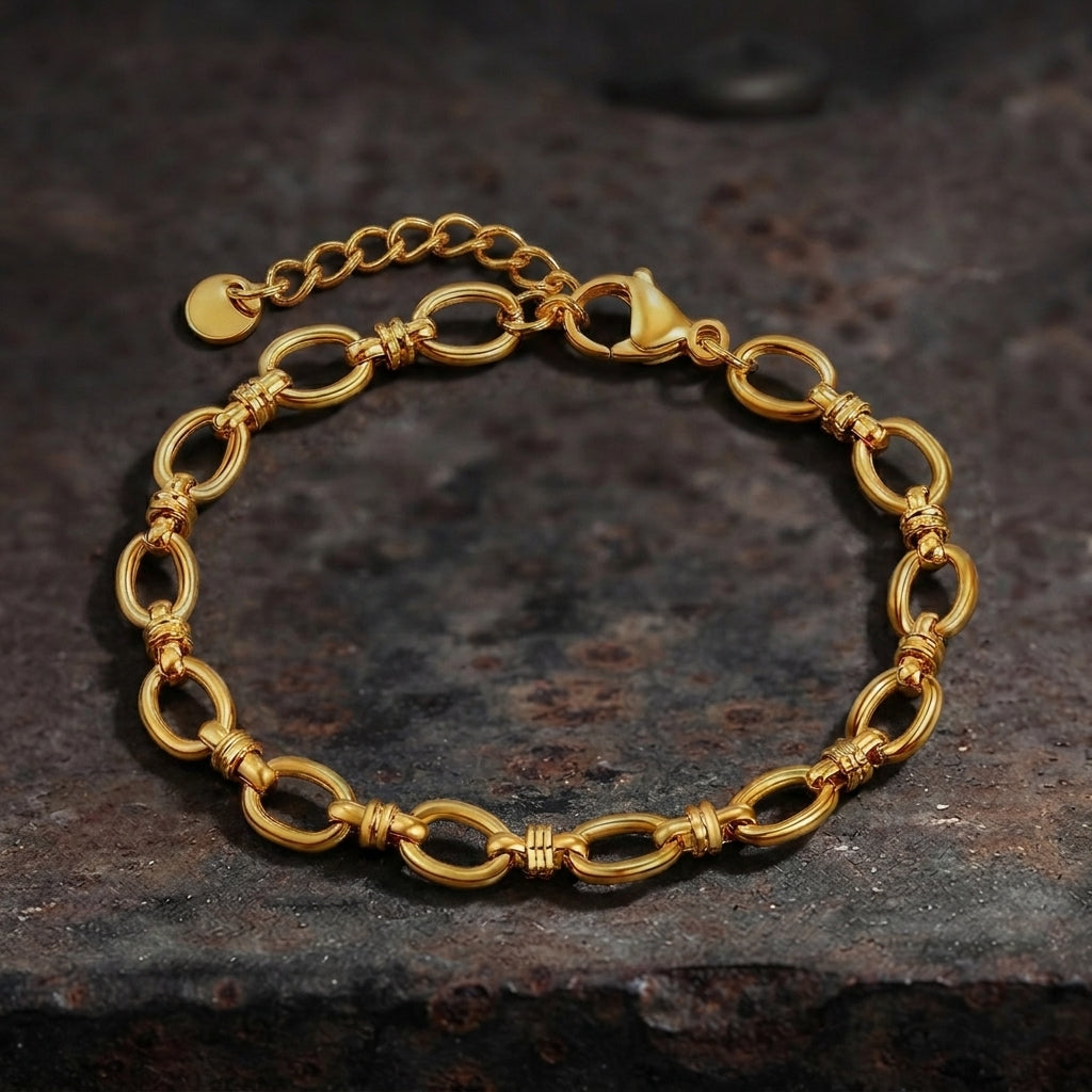 Gold Knotted Oval Link Chain Bracelet