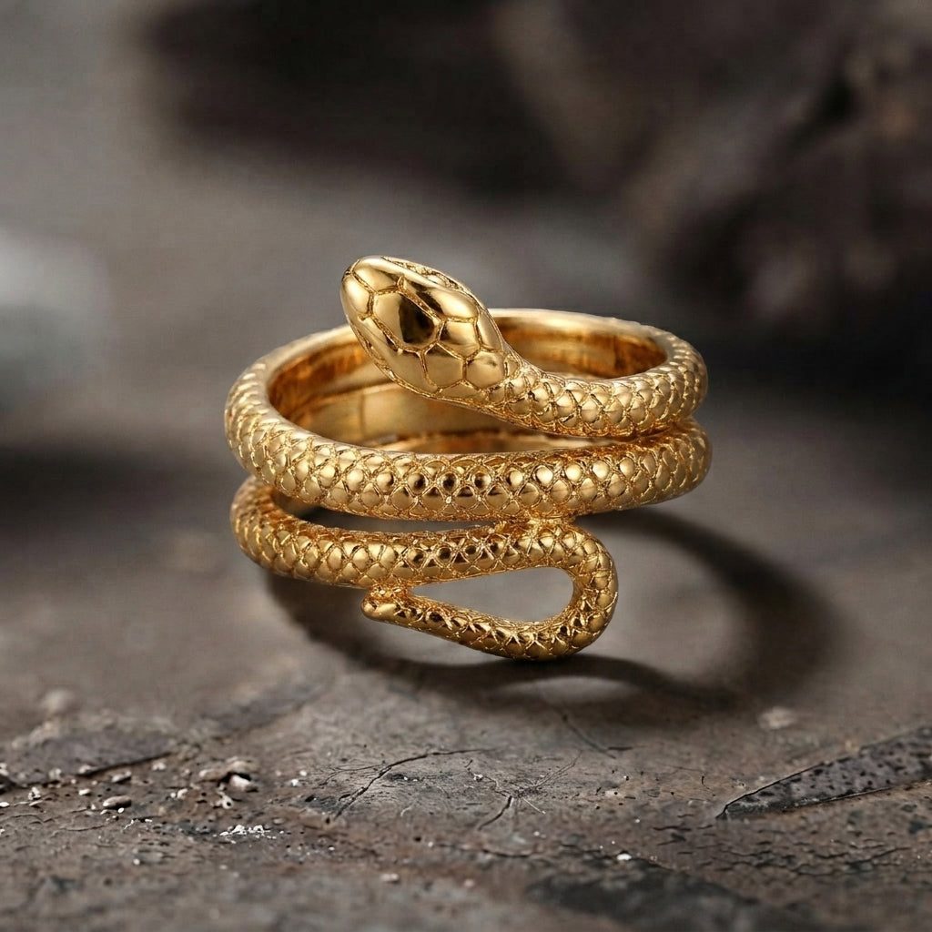 Coiled Serpent Wrap Ring Gold
