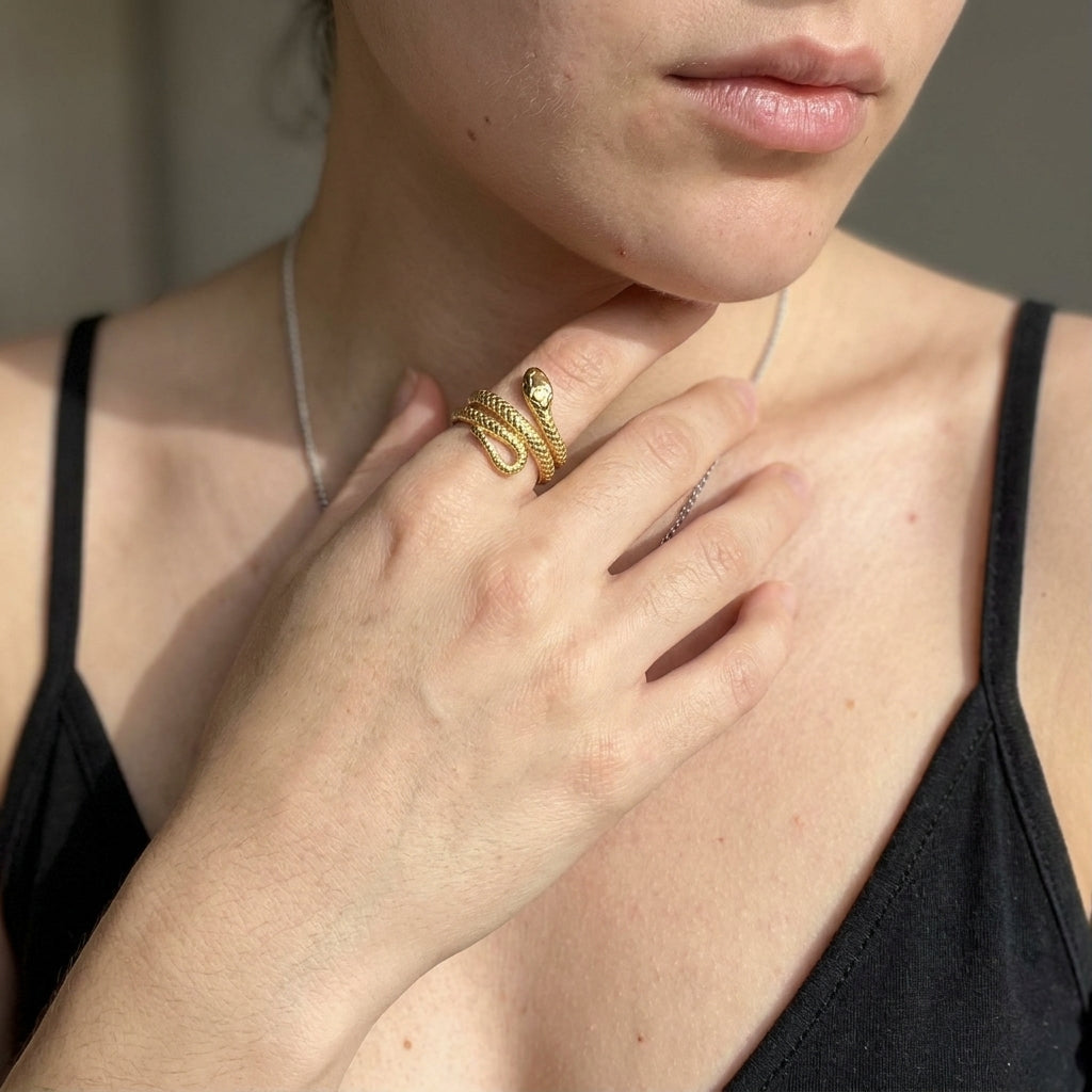 Coiled Serpent Wrap Ring Gold