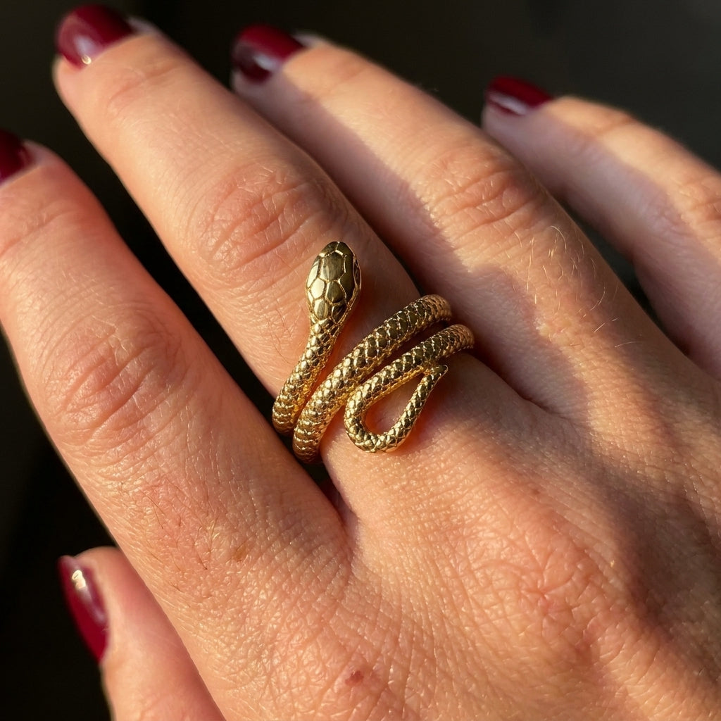 Coiled Serpent Wrap Ring Gold