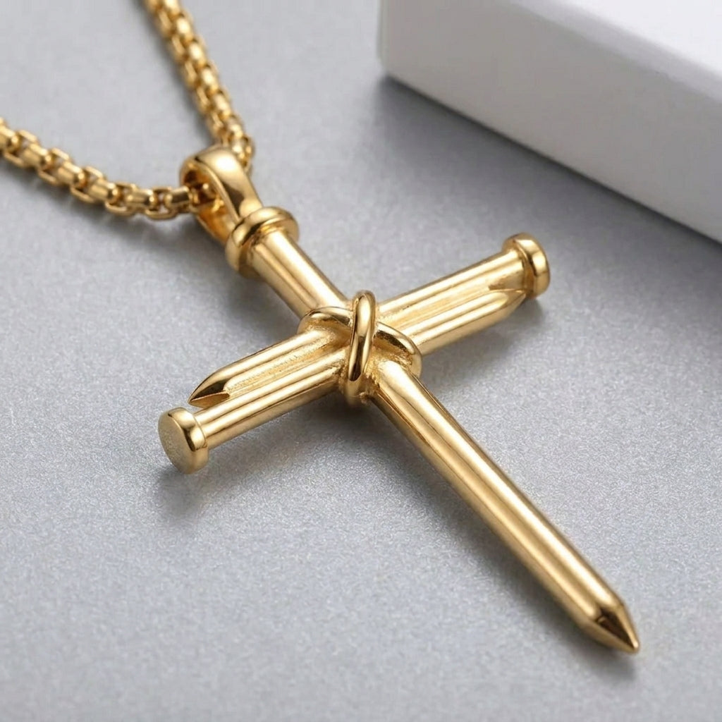 Nail Cross Pendant Gold Necklace