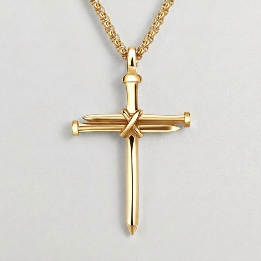Nail Cross Pendant Gold Necklace