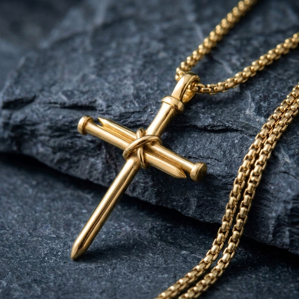 Nail Cross Pendant Gold Necklace