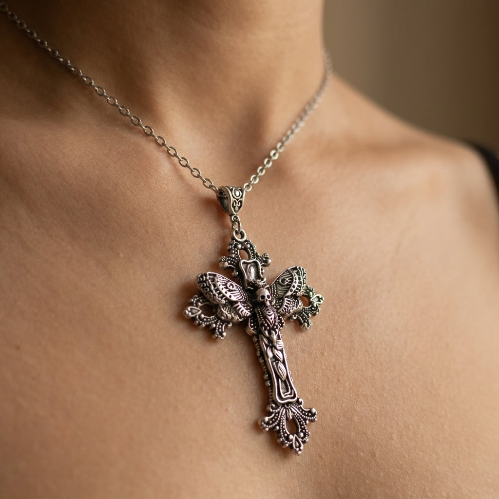 Death wing Cross Necklace