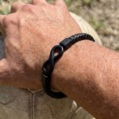 Black Infinity Leather Bracelet