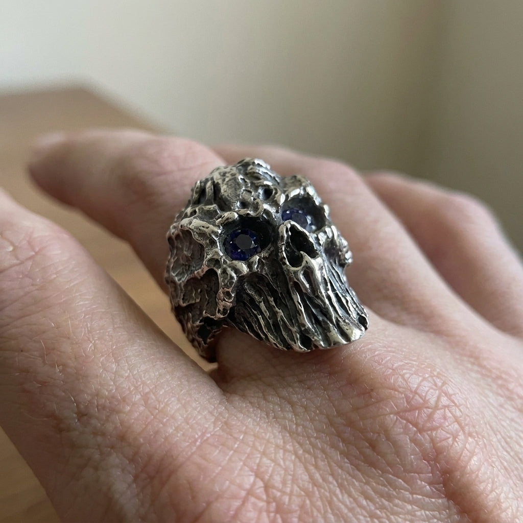 Weathered Skull Statement Ring