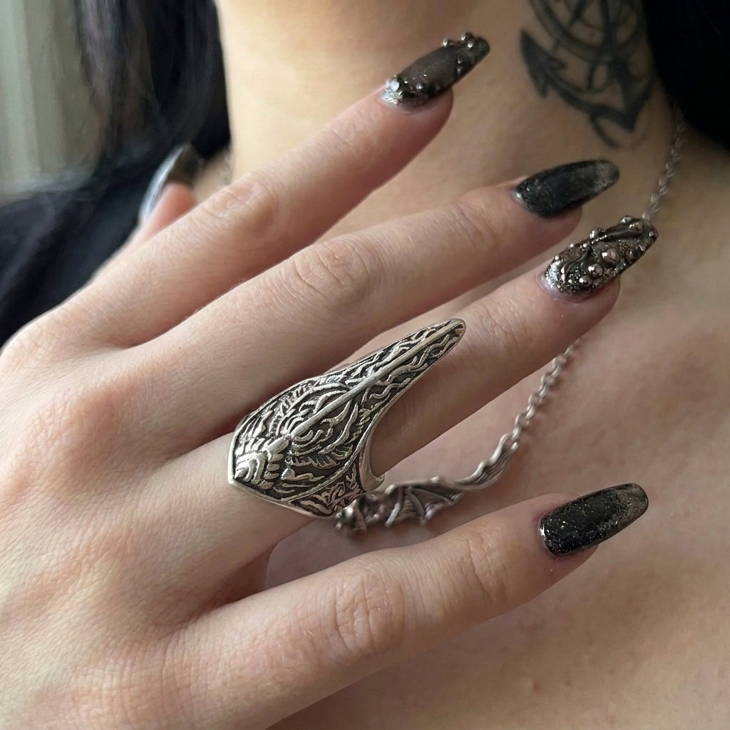 Raven Skull Beak Ring
