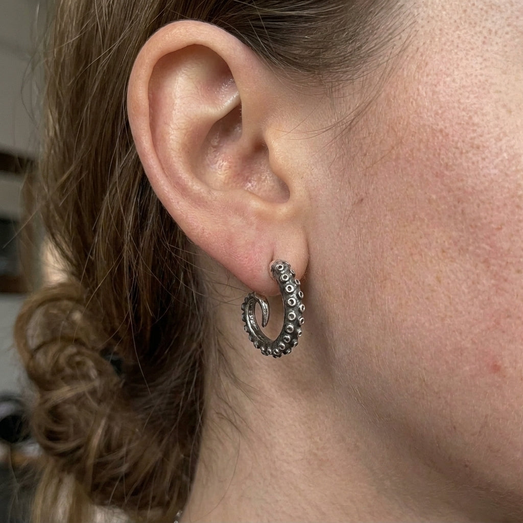 Curled Tentacle Stud Earrings