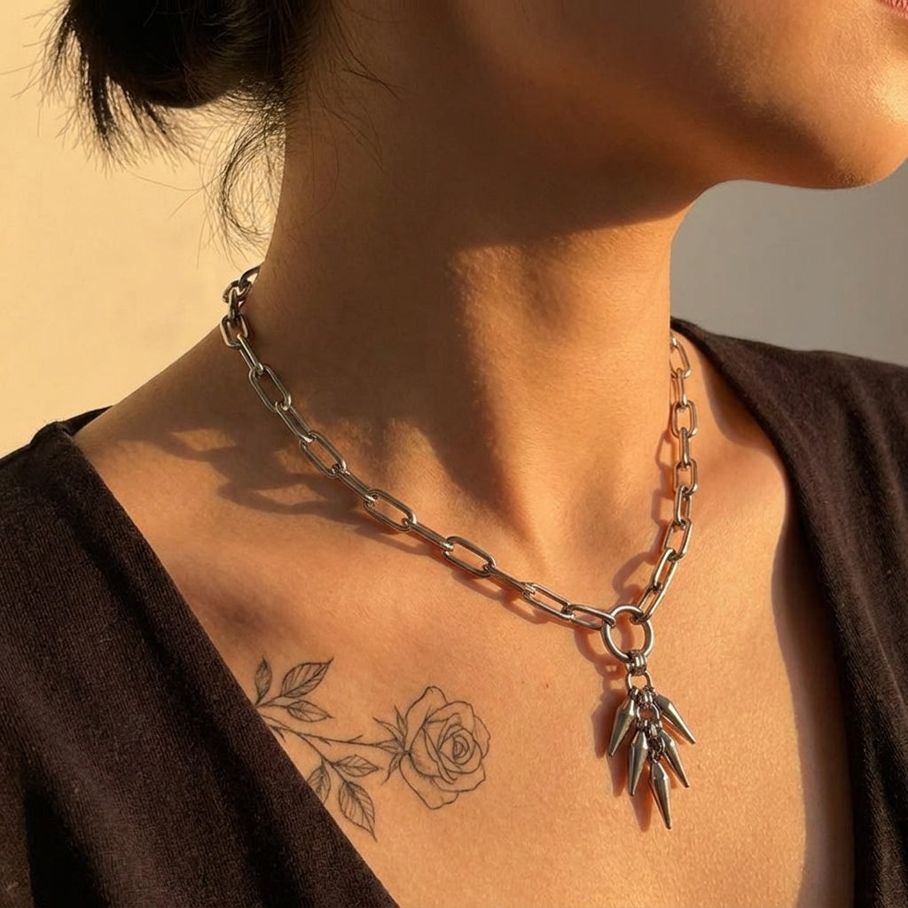 Spike Cluster Drop Necklace
