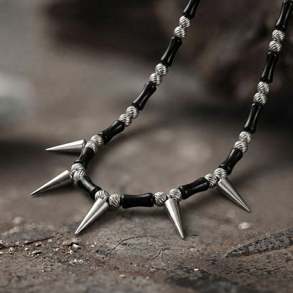 Onyx Bead Spike Necklace