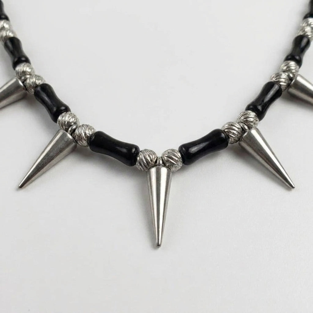 Onyx Bead Spike Necklace