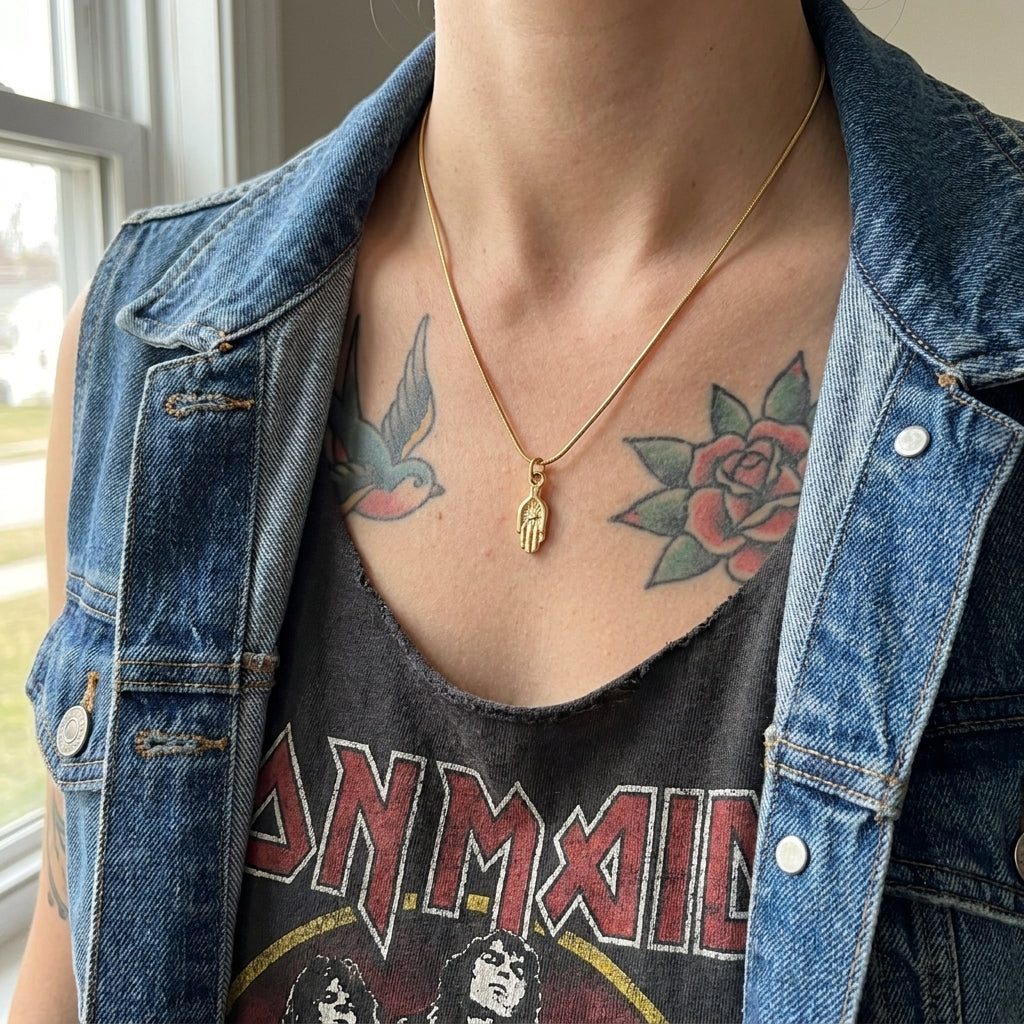 Gold Hamsa Hand Necklace