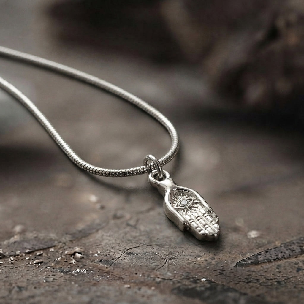 Silver Hamsa Hand Necklace