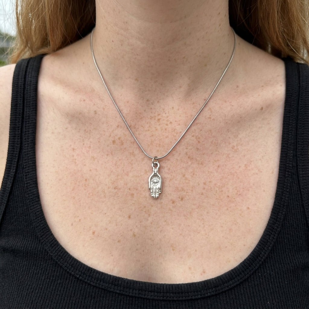 Silver Hamsa Hand Necklace
