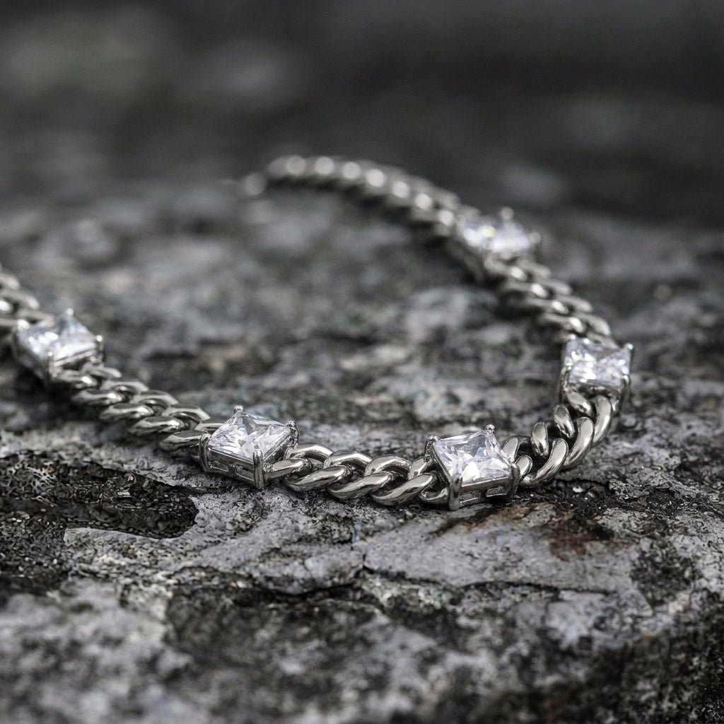 Crystal Station Curb Chain Necklace