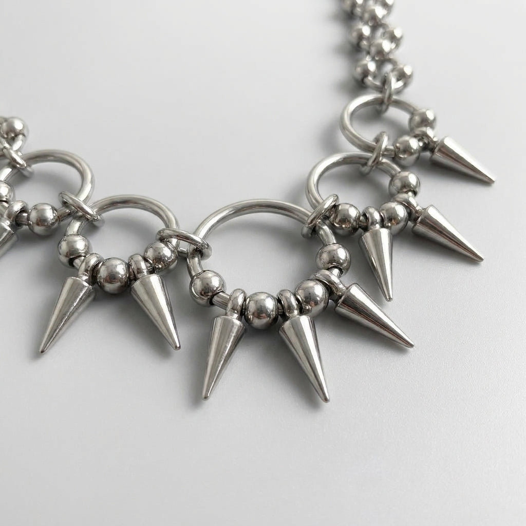 Beaded Ball Spike Necklace
