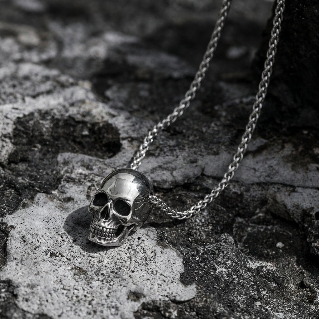 3D Realistic Skull Slider Pendant Necklace