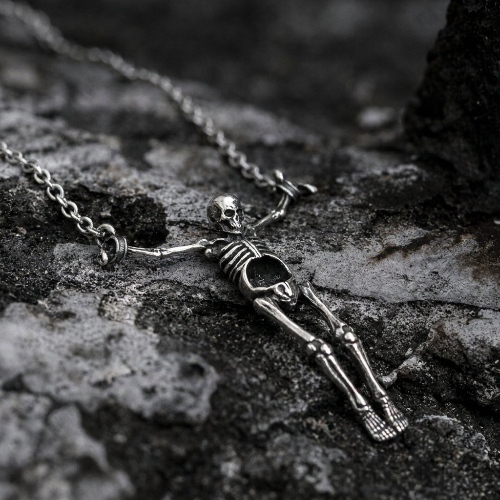 Bone Crucifix Gothic Skeleton Necklace