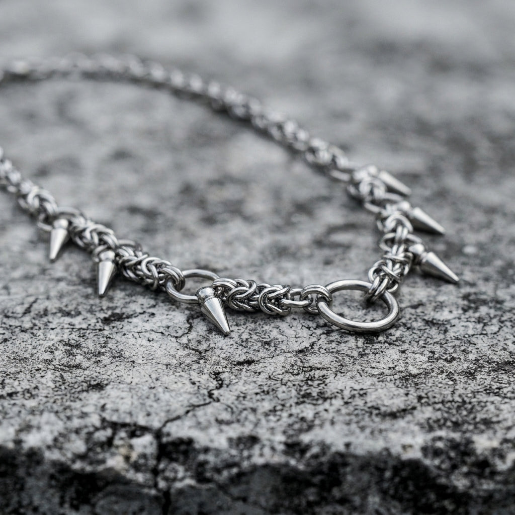 Byzantine Chainmaille O-Ring Spike Collar Necklace