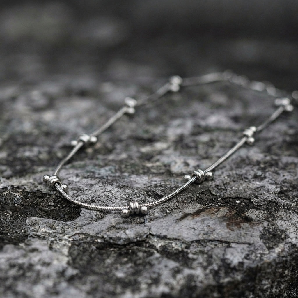 Round Crystal Solitaire & Dagger Cross Mixed Chain Necklace