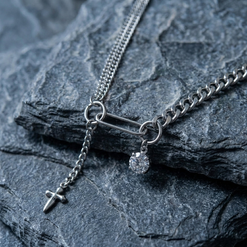 Slangenketting met zilveren kralen