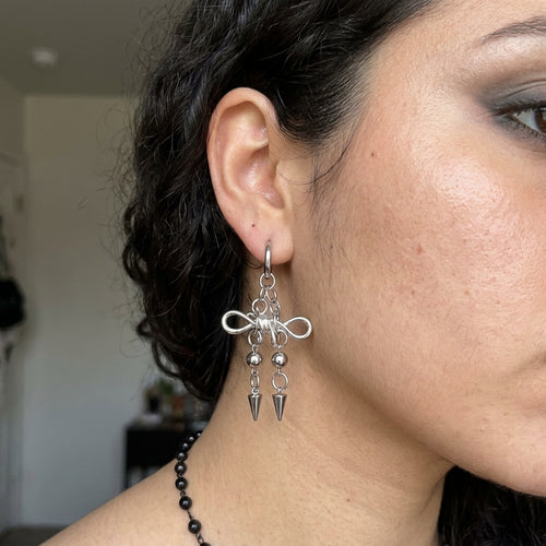 Barbed Wire Ball & Spike Fringe Earrings
