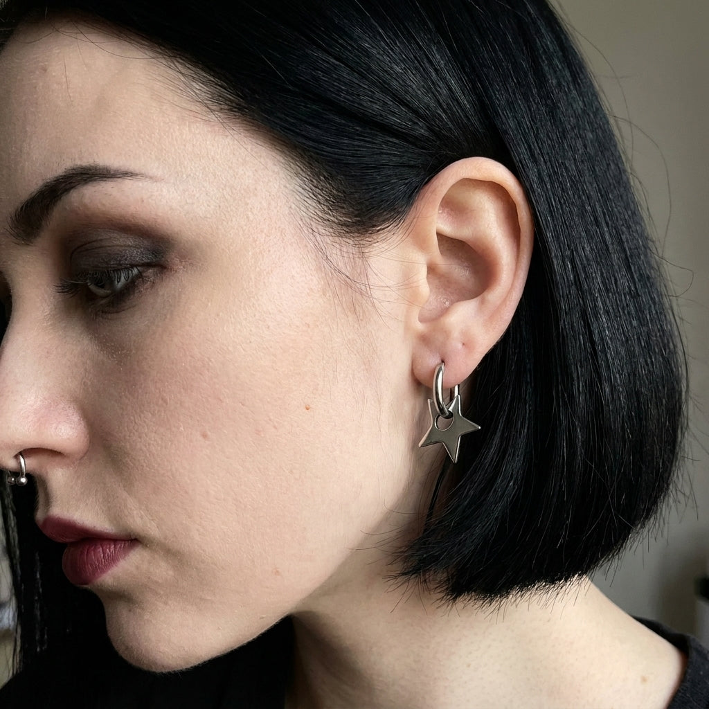 Chunky Mirror Star Huggie Earrings