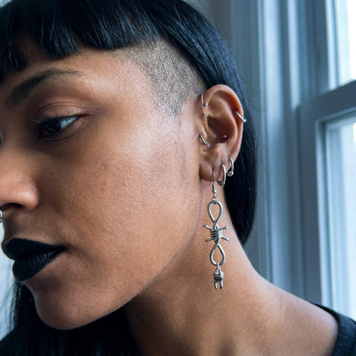 Barbed Wire Molar Tooth Drop Earrings