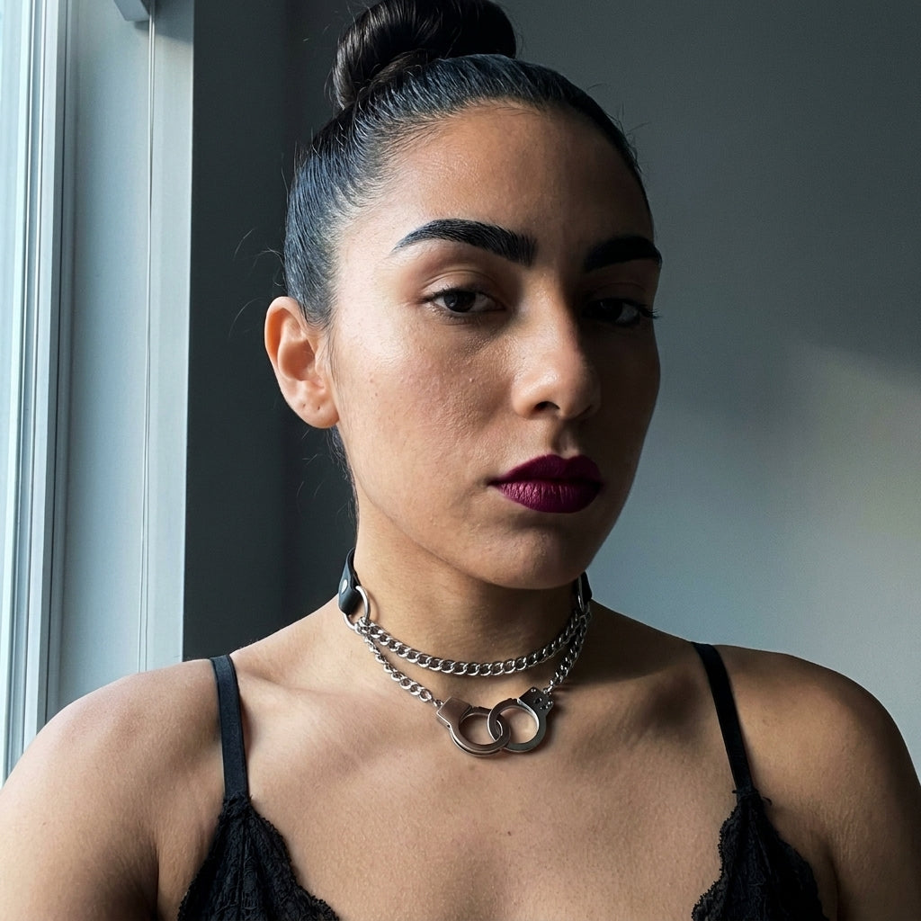 Interlocked Handcuff Layered Chain Choker
